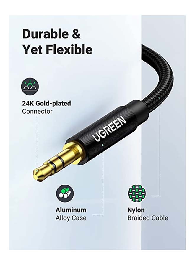 يو جرين كابل Aux محول صوت سماعة رأس 3.5 مم ذكر إلى ذكر مرن ومضفر بطول 1 متر مناسب للهواتف والتابلت ومكبرات الصوت وستيريو السيارة وسماعات الرأس وأجهزة ماك بوك برو 2021 - Image 3
